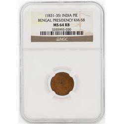 1831-35 India Pie Bangal Presidency KM-58 NGC MS64RB