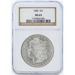 1886 $1 Morgan Silver Dollar Coin NGC MS65