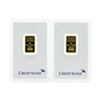 Image 1 : Set of (2) 5 Gram Credit Suisse .9999 Fine Gold Ingot Cards