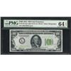 Image 1 : 1934 $100 Federal Reserve Note Light Green Seal PMG Choice Uncirculated 64EPQ