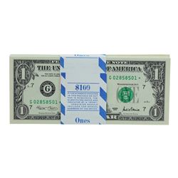 Pack of (100) Consecutive 2001 $1 Federal Reserve STAR Notes Chicago