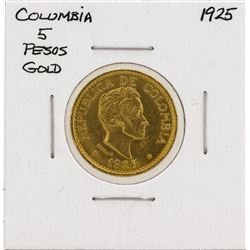 1925 Columbia 5 Pesos Gold Coin