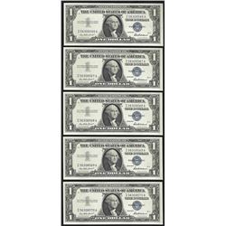 Lot of (5) Consecutive 1957 $1 Silver Certificate Notes Uncirculated