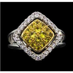 14KT Two Tone Gold 0.52ctw Yellow Sapphire and Diamond Ring