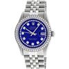 Image 8 : Mens Rolex Stainless Steel Royal Blue String Diamond Datejust Wristwatch