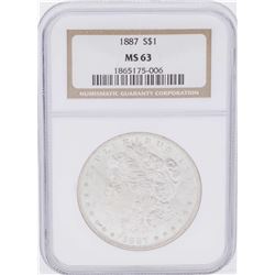 1887 $1 Morgan Silver Dollar Coin NGC MS63