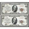 Image 1 : Lot of (2) Consecutive 1929 $10 First National Bank of Minneapolis MN Notes