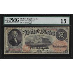 1874 $2 Legal Tender Note Fr. 43 PMG Choice Fine 15