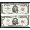 Image 1 : Lot of (2) 1963 $5 Legal Tender Notes