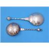 Image 1 : Two Scandinavian silver spoons, each with twist work handles with ball ends, one bowl engraved wi...