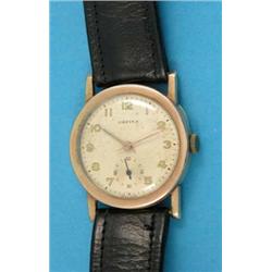 A gentlemans 18ct gold Orfina wrist watch, with gilt Arabic dial...