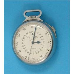 A Longines stainless steel 24 hour lever deck watch, with matted silver dial, centre seconds and...