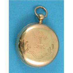 A George III 18ct gold hunter, the case engraved with a monogram and crested motto ‘Mullagher A ‘...