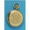 Image 1 : An Edwardian 18ct gold keyless karrusel hunter, with monogrammed case and enamelled Roman dial wi...