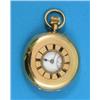 Image 1 : A Victorian 18ct gold keyless lever half hunter, the plain case with blue Roman numerals, enamell...