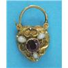 Image 1 : A Victorian engraved gold memorial padlock clasp, the front set with an amethyst and 3 opals...