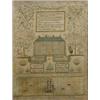 Image 1 : A George III sampler, finely worked with a verse surrounded by trailing floral boughs, a large Ge...