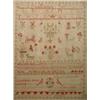 Image 1 : A George III school sampler, worked principally in red and green with the alphabet, numerals, cro...