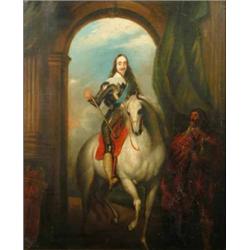 After Van Dyck oil on canvas, Charles I on horseback, 23 x 19 ins...