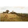 Image 1 : Henry J Kinnaird (fl.1880-1908) oil on canvas, Cornstalks in a field, extensive landscape beyond,...