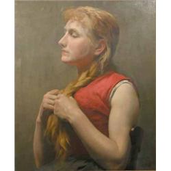 Herbert Wilson Foster (Exh.1881-1917) oil on canvas, Portrait of a blond haired girl, initialled,...