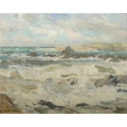Frank Bramley (1857-1915) oil on wooden panel, Coastal landscape, (a seascape verso) signed, 20 x...