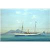 Image 1 : De Simone (19th C.) Italian gouache, Steam Yacht Zoraide with Vesuvius beyond, signed, 16 x 23.5...