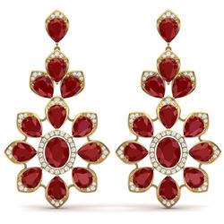 51.8 CTW Royalty Designer Ruby & VS Diamond Earrings 18K Yellow Gold - REF-527F3M - 39050