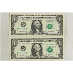 2-2003-A $1 FRN'S LOW CONSECUTIVE SERIAL 'S UNC