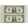 Image 1 : 2-2003-A $1 FRN'S LOW CONSECUTIVE SERIAL 'S UNC