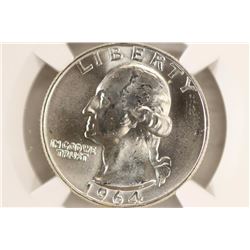 1964-D WASHINGTON SILVER QUARTER NGC MS64