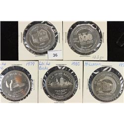 5 ASSORTED UNC CANADA TRADE DOLLARS SEE DESCRIPT.