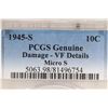 Image 3 : 1945-S MICRO S MERCURY DIME PCGS VERY FINE DETAILS