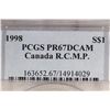 Image 3 : 1998 CANADA RCMP SILVER DOLLAR PCGS PR67 DCAM