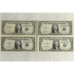 4 ASSORTED 1935 $1 SILVER CERTIFICATES