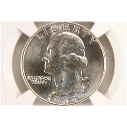 1964-D WASHINGTON SILVER QUARTER NGC MS64
