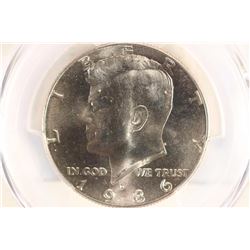 1986-D KENNEDY HALF DOLLAR PCGS MS66