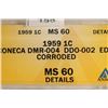 Image 3 : ERROR 1959 LINCOLN CENT ANACS MS60 DETAILS