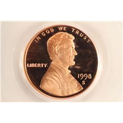 1998-S LINCOLN CENT PCGS PR69RD DCAM