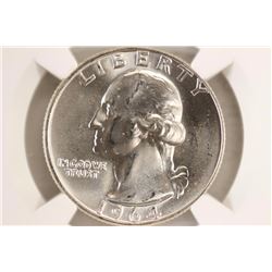 1964-D WASHINGTON SILVER QUARTER NGC MS64