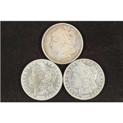 1881-S, 1885-O & 1888-O MORGAN SILVER DOLLARS