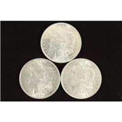 3-1921 MORGAN SILVER DOLLARS AU/UNC