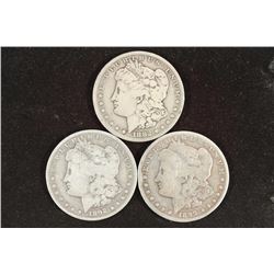 1882-S,92-O & 1899-O MORGAN SILVER DOLLARS