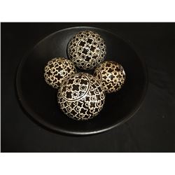 Black Bowl with Glass Balls