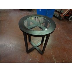 Brown End Table Removable Glass
