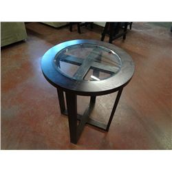 Brown End Table Removable Glass