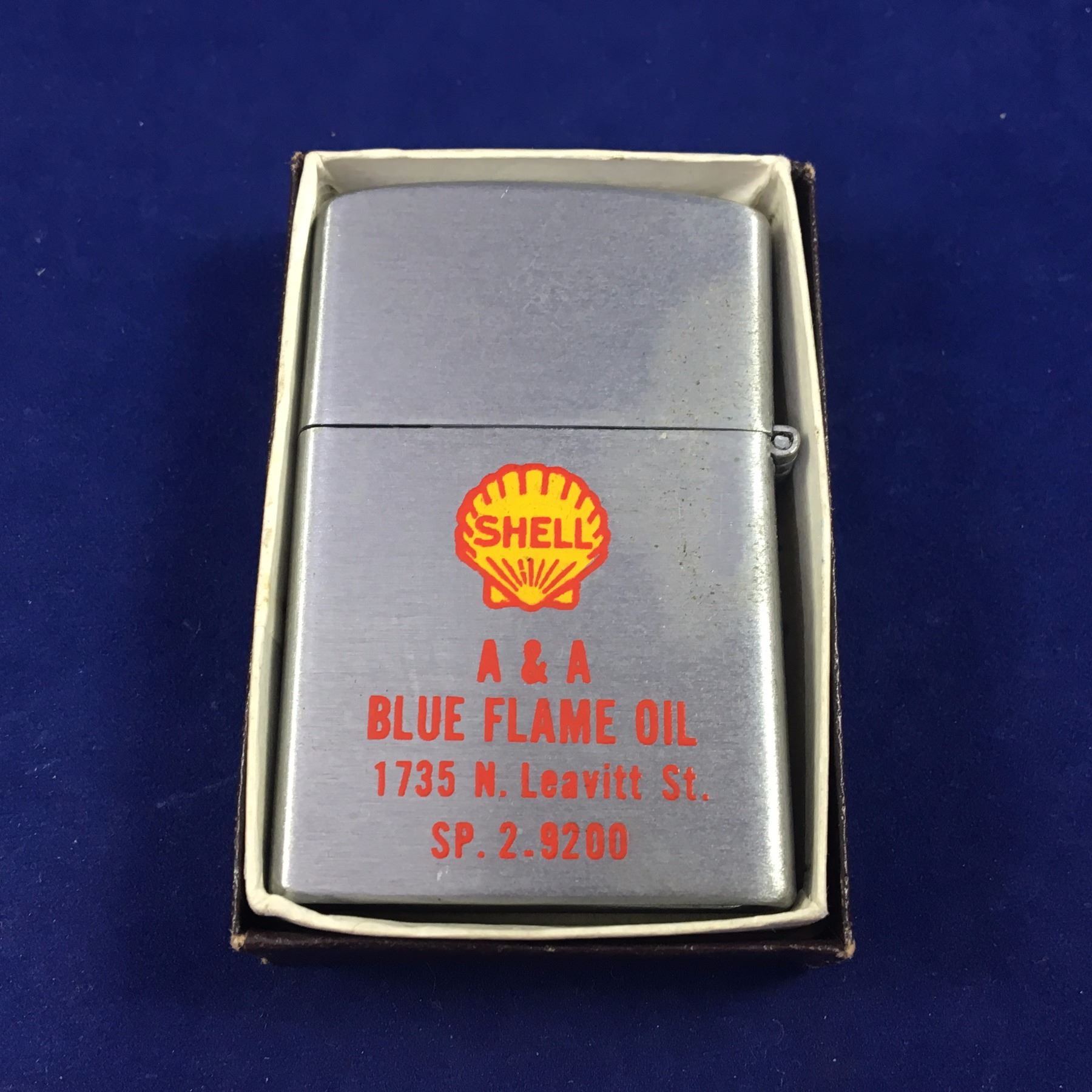 Vintage Zippo Style Lighter With Shell A A Blue Flame Oil Logo Model Continental Japan