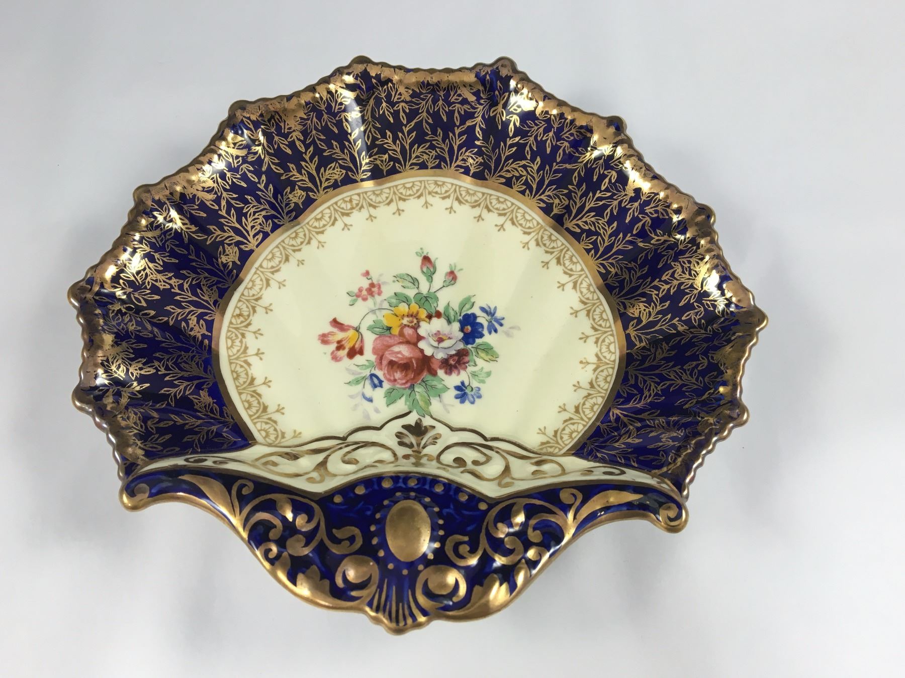 Stunning & Rare Aynsley English Bone China "Blue Cardiff" Pattern Dish