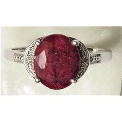 #1-STERLING SILVER  RUBY DIAMOND RING
