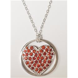 #6-STERLING SILVER CHAIN WITH RED CRYSTAL PENDANT